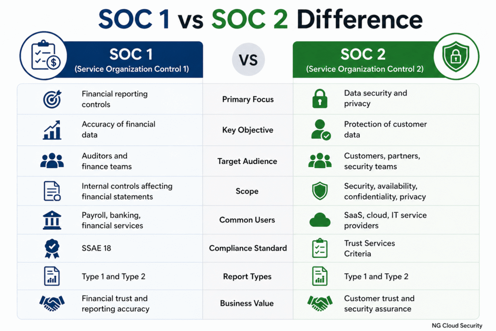 SOC 1 vs SOC 2 comparison