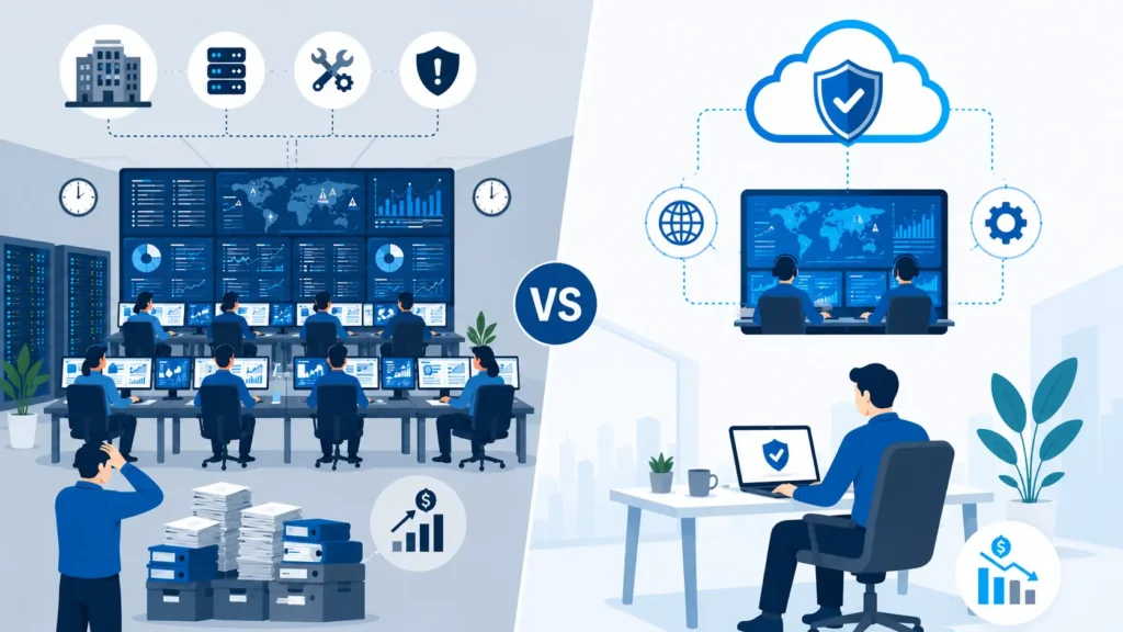 soc managed services for small business vs in-house security comparison